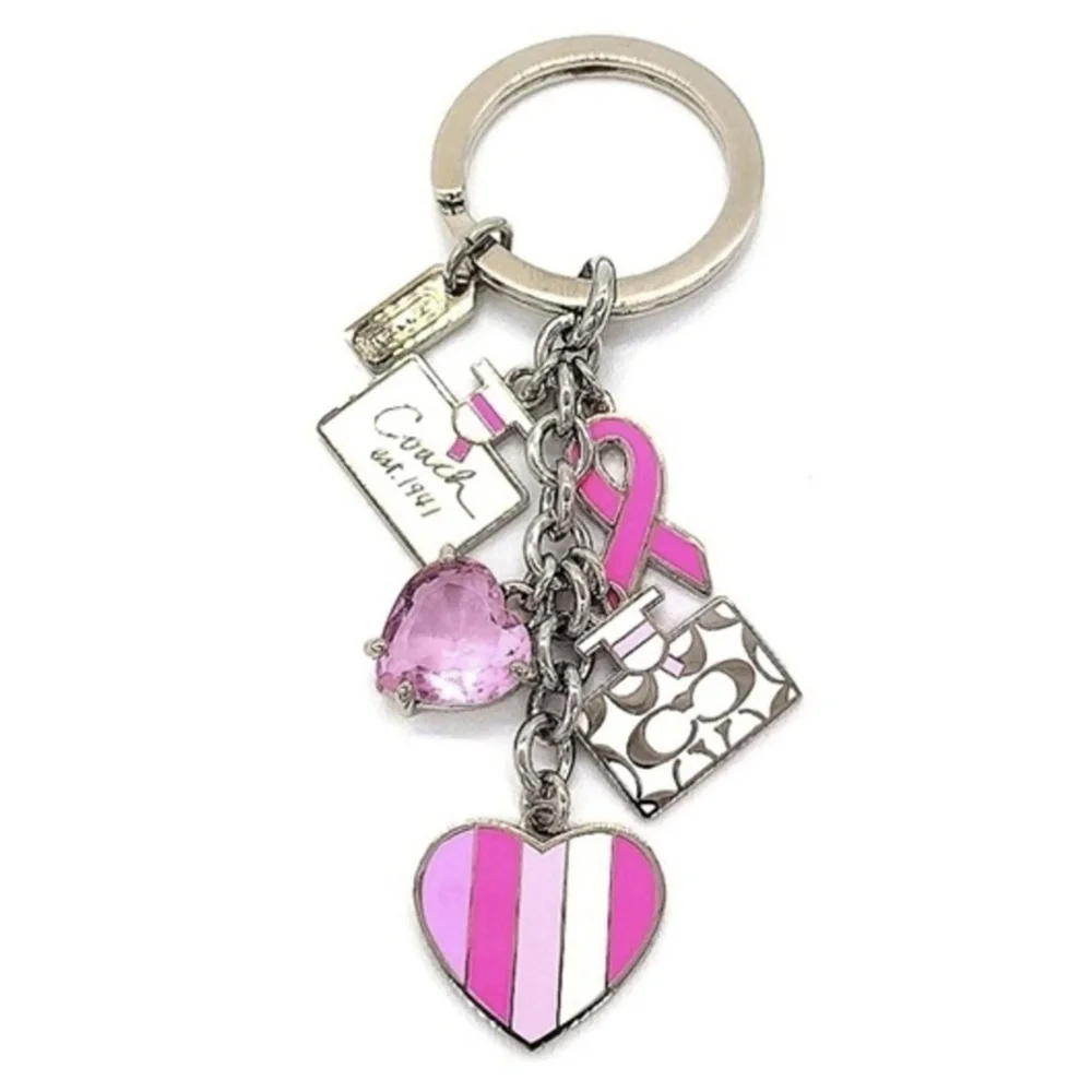 Vintage COACH BCA Breast Cancer Awareness Keychain Fob Multi Purse Charm #92161 - Picture 6 of 7